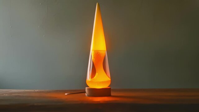 A throwback plastic lava lamp in a striking yellow and orange color scheme.