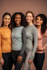 Smiling Fit Multi Ethnic Girls, Happy Diverse Young Women