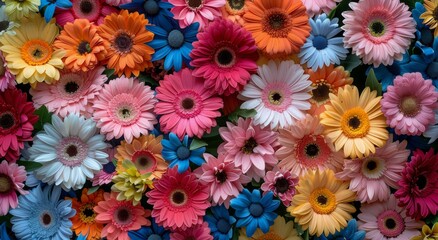 A Vibrant Arrangement of Colorful Gerbera Daisies and Other Flowers