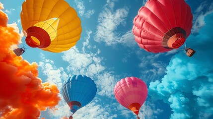 Adventurous bachelor party invitation depicting an open area skydiving event with parachutes featuring a writing space on the left side for party details and celebratory wishes