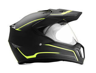 Modern motorcycle helmet with visor isolated on white