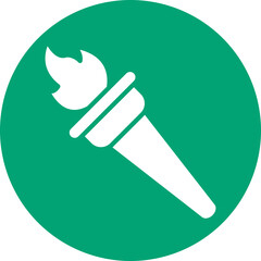 Olympic flame glyph circle icon