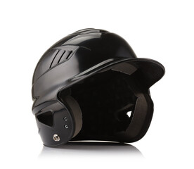 Fototapeta premium One black baseball helmet isolated on white