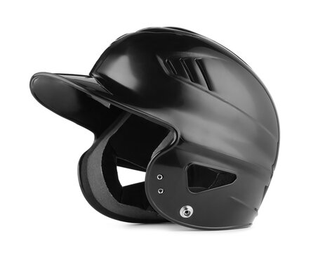 One black baseball helmet isolated on white