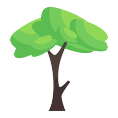 vector wooden green tree with natural leaves in flat style