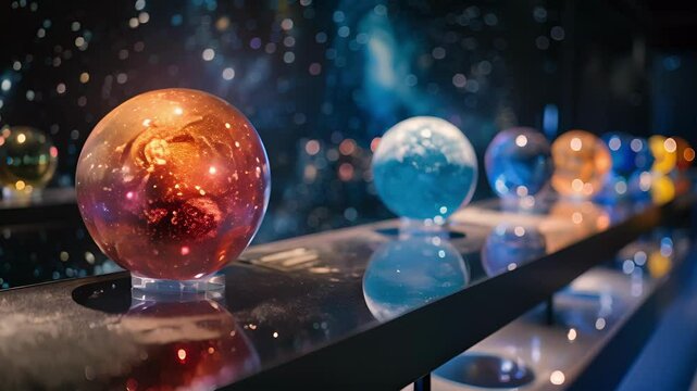 A display showcasing the different types of stars and their properties from red dwarfs to blue giants.