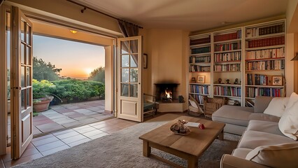 Living room with terracce access door