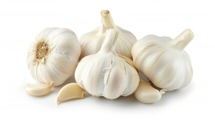 Garlic on white background