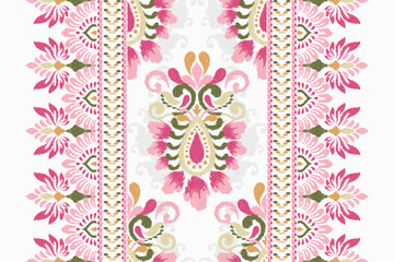 Carpet pattern.Ikat floral paisley pattern on white background vector illustration.design for texture,fabric,clothing,decoration,carpet print.