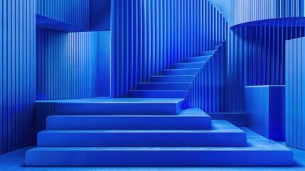 Fototapeta premium Modern Minimalistic Abstract Staircase in Blue Tones