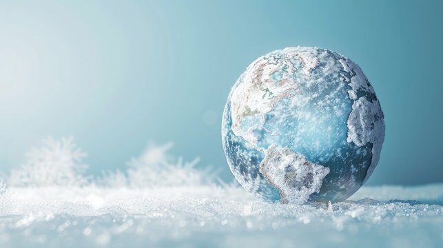 frozen planet earth in cold winter illustration