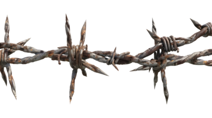 Rusty barbed wire isolated on transparent background