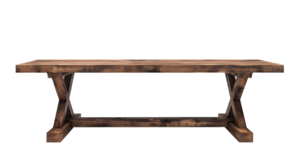 Rustic Wooden Table isolated on transparent background