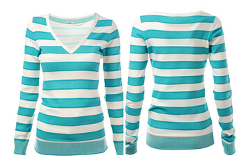 Green and White Striped Sweater Front and Back