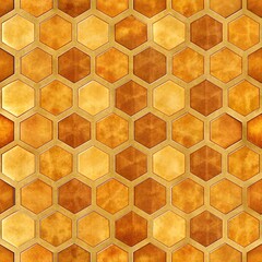 Honeycomb Texture Hexagonal Pattern in Amber and Gold