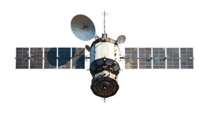 Satellite with Solar Panels isolated on transparent background