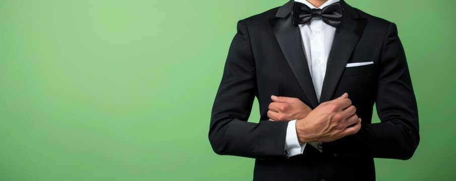 Man in tuxedo adjusting his cufflinks - Powered by Adobe