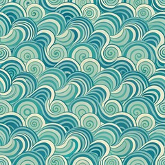 Soothing Blue and Green Waves and Curves Pattern
