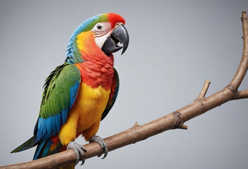 Fototapeta premium A colorful parrot perched on a branch, singing a cheerful tune. 