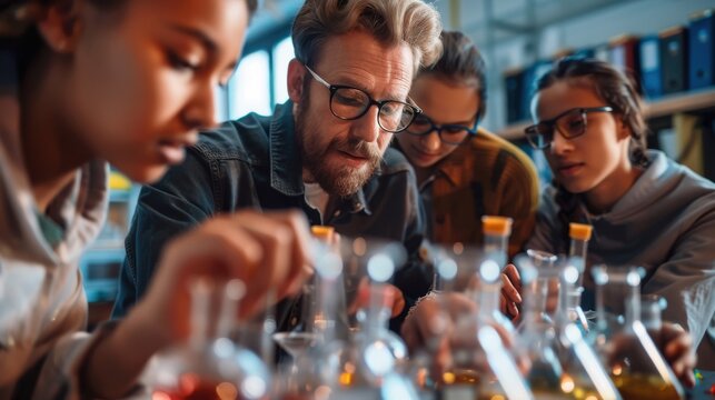 Engaging Chemistry Teacher Demonstrating Interactive Models to Students for Easy Understanding