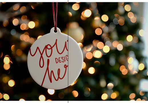 Mockup Flat Christmas Ball White Ai Generated