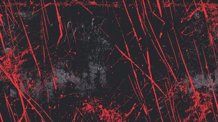 Dark Distressed Grunge Background with Red Paint Splatter and Scratches