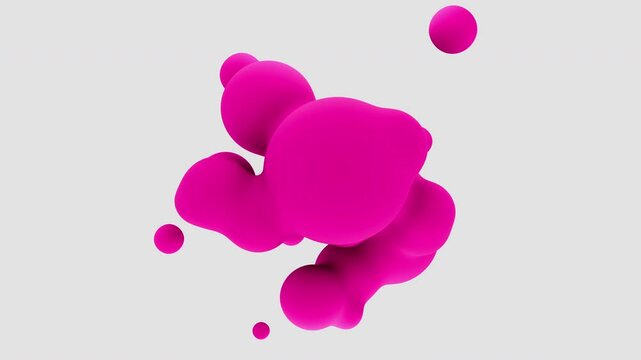 3D animation of abstract smooth volume object. Abstract morph pink mate liquid form. 4k seamless loop animated template