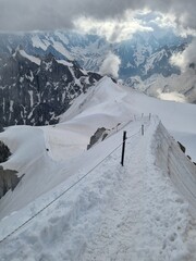 mountaineers on their way to Mont Blanc from Aiguille du Midi
