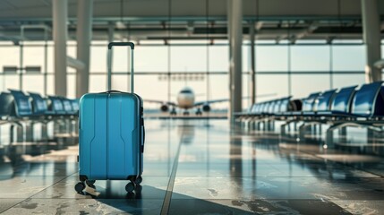 The suitcase at airport terminal