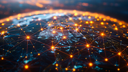 Global business structure showcasing networking Data exchange And customer connections Emphasizing hr recruitment Outsourcing And teamwork strategies