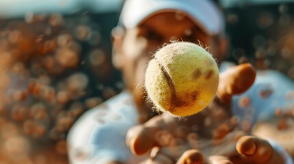 A tennis player is reaching out to hit the ball on the court, showcasing the action, energy, and precision required in the sport of tennis during a competitive match.