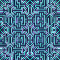 Turquoise and Purple Maze Pattern