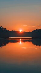 sunset over the lake portrait