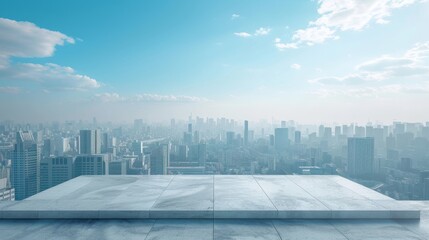 Copy Space Podium with CIty Background