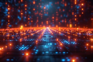 Abstract Digital Pathway With Glowing Lights