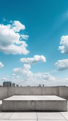 Copy Space Podium with CIty Background