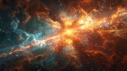 Fototapeta premium Explosive cosmic event in deep space - generative ai