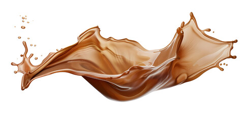 Brown liquid splash, isolated on transparent background