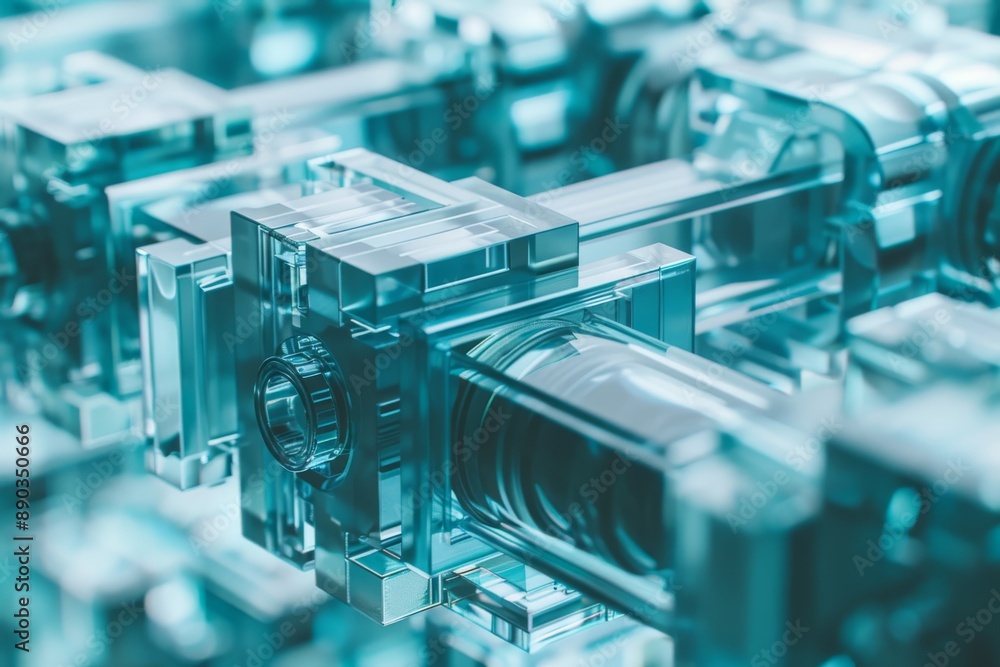 Aufkleber close up of a complex mechanical device with intricate details showcasing technological advancement