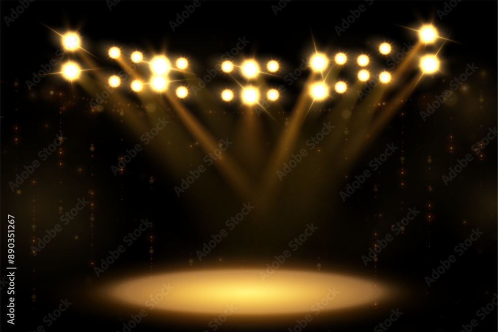 Aufkleber stage lighting with led strobes. laser light show. empty stage before the performance. spotlights on