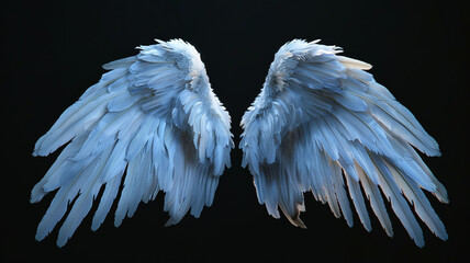 White large wings against black background, close up	