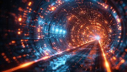 Futuristic Tunnel of Light and Technology
