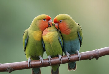 A lovebird cuddling with its mate. 