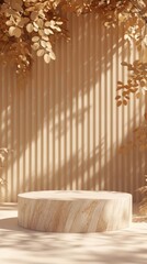 3D Indoor Podium with Autumn Concept