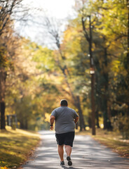 Obraz premium Overweight man going for a run