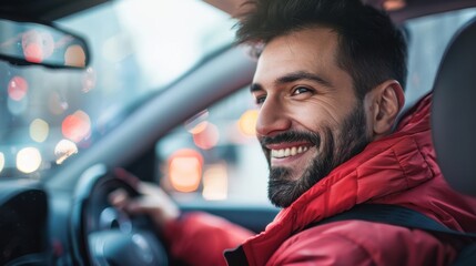 The smiling car driver