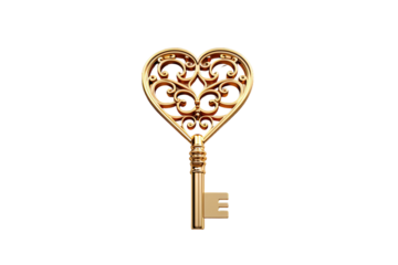 The Heart Key of Enchantment on White or PNG Transparent Background.