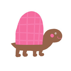 Cute morass, bog nature composition, postcard with funny hand drawn doodle turtle animal. Wild pond, swamp nature t shirt print, cover, template, banner, poster print objects