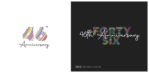46th Anniversary Logo Design, Editable Vector Template.