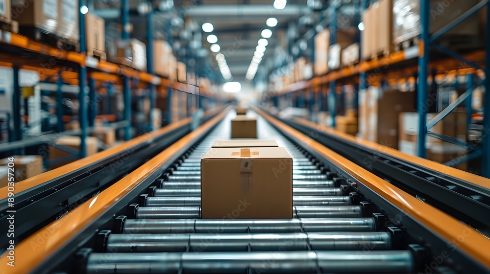 Poster automated logistics hub with high tech sorting and packaging systems for efficient supply chain